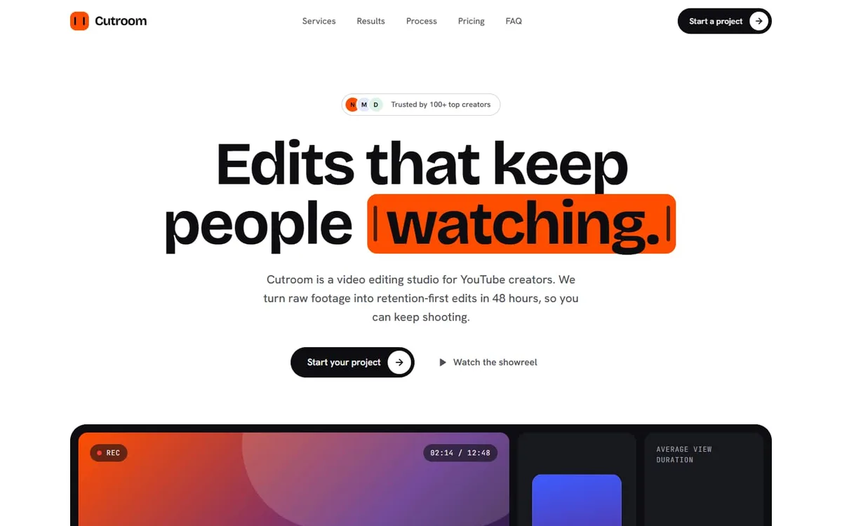 The Cutroom landing page template