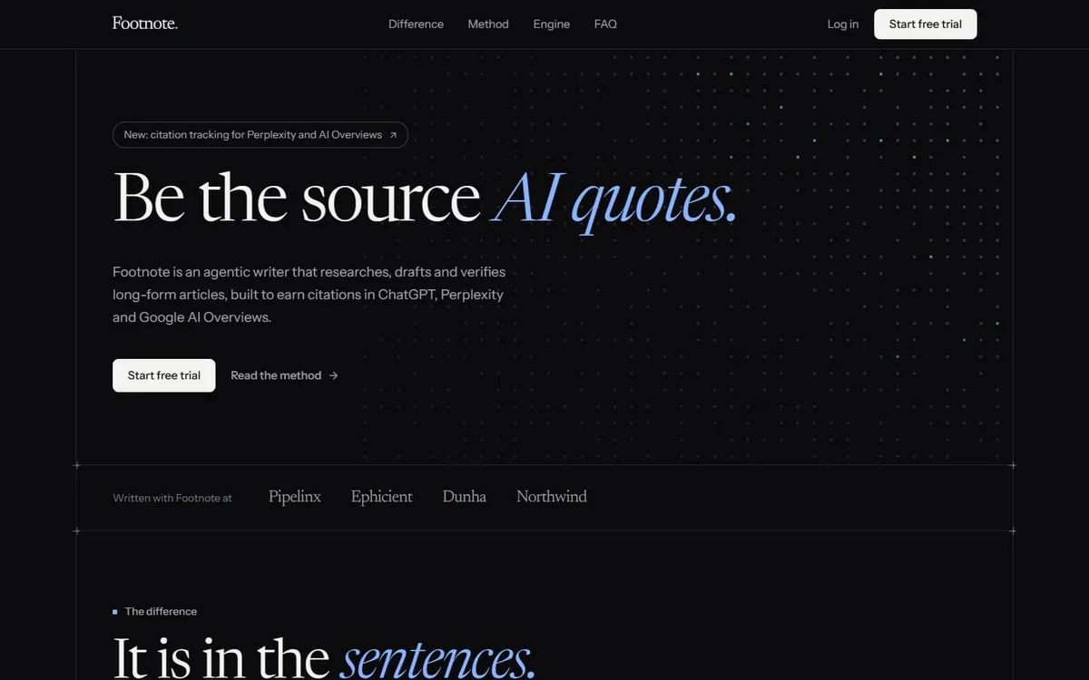 The Footnote landing page template