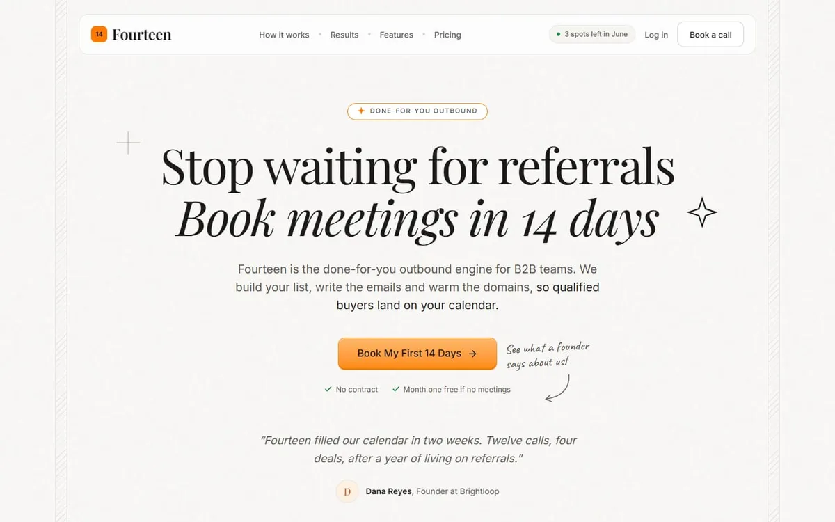The Fourteen landing page template