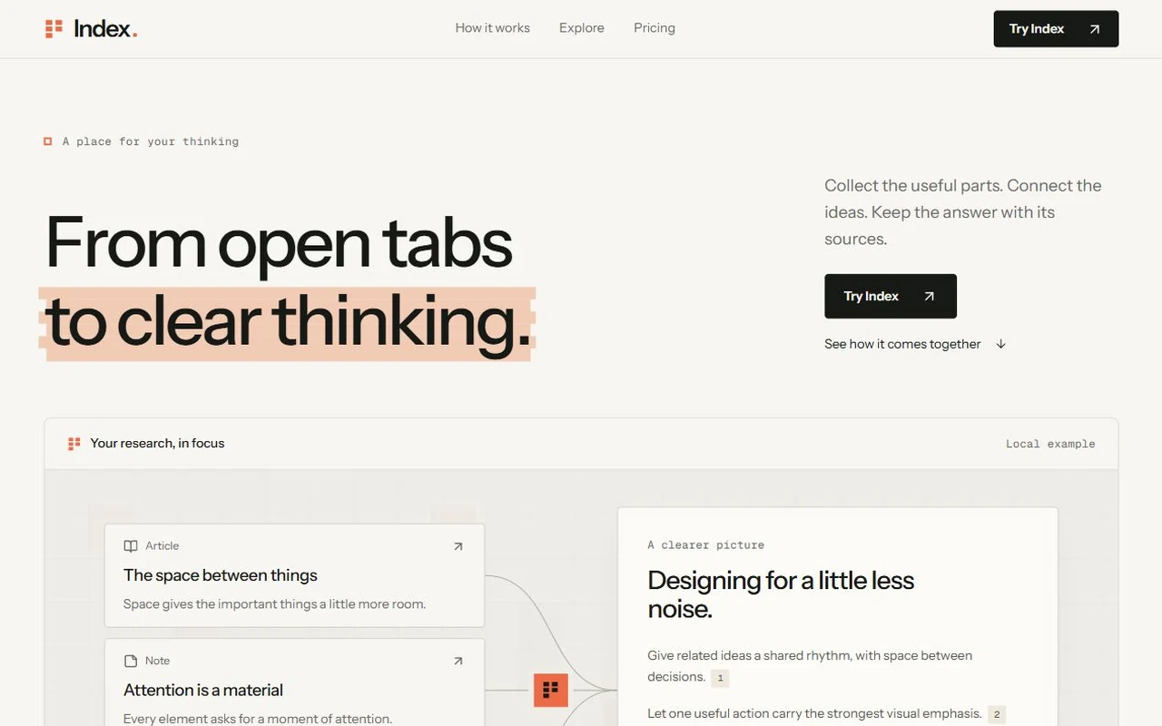 The Index landing page template