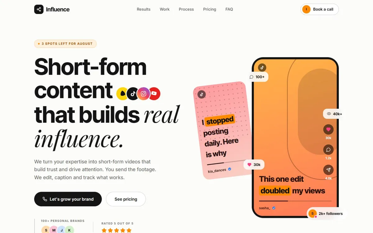 The Influence landing page template