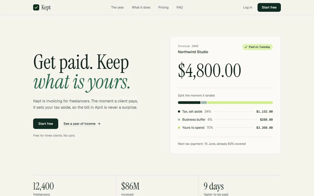 The Kept landing page template