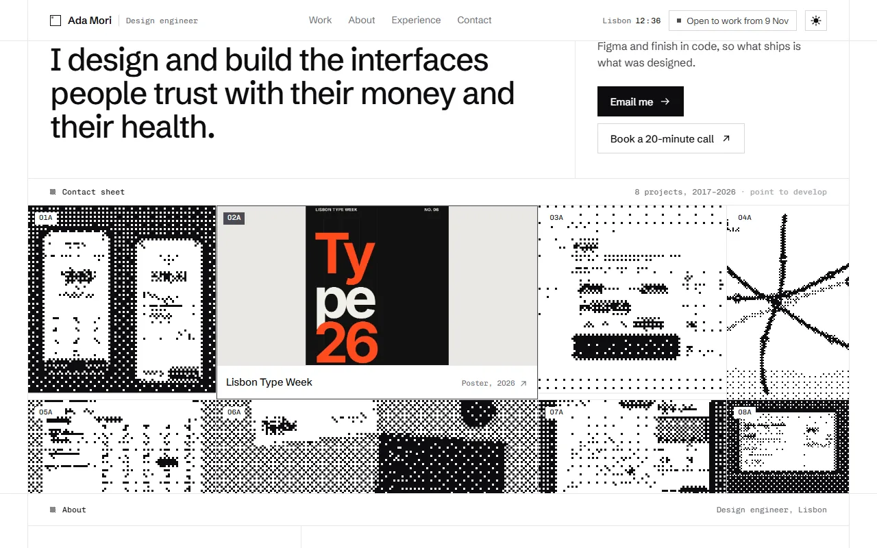 The first screen of the Loupe landing page template