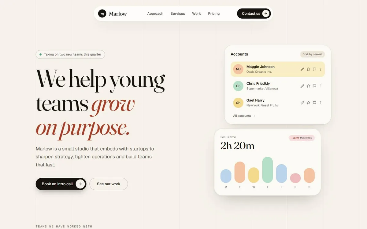 The Marlow landing page template