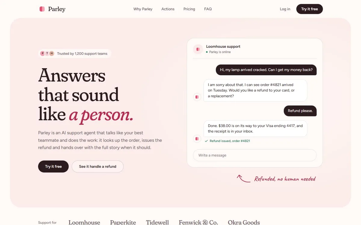 The Parley landing page template