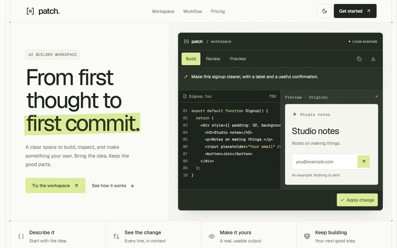 The Patch landing page template