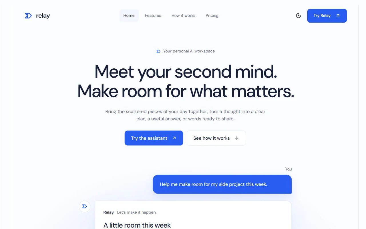 The Relay landing page template