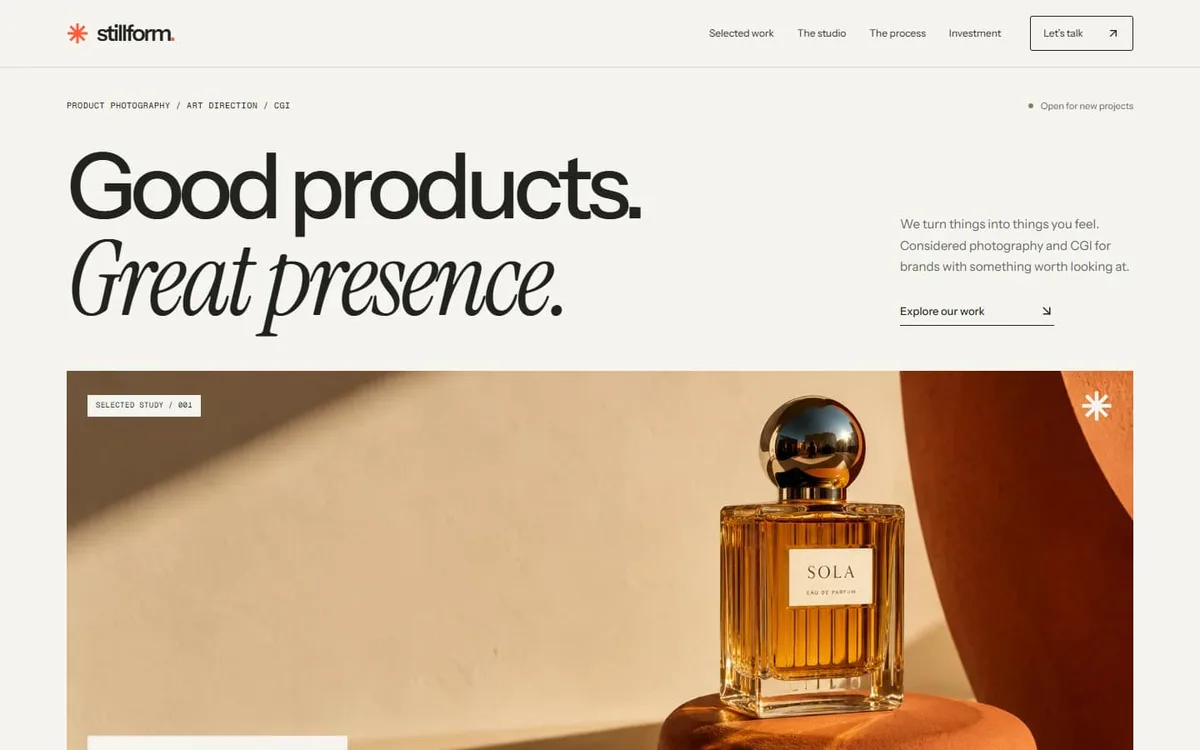 The Stillform landing page template
